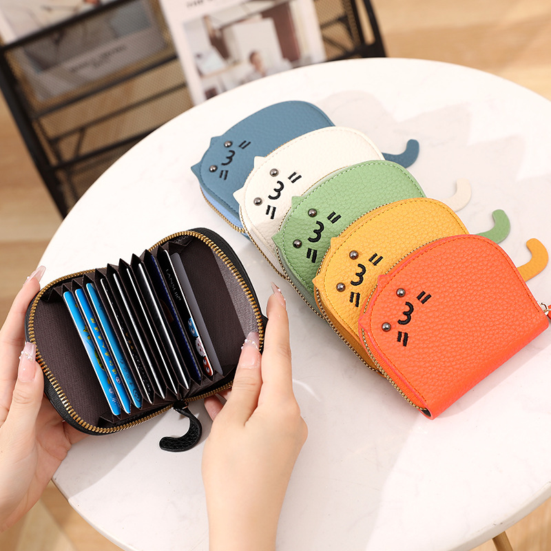 main_1-1120 Women Cartoon Litchi Pattern Cat Zipper PU Wallet - Image 1