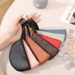 Wholesale Women Fashion Solid Color Litchi Pattern Half-Round Zipper Wallet