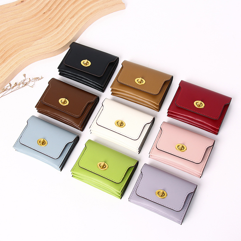 main_1-1123 Wholesale Women Simple Solid Color Flap Lock Square Mini Wallet - Image 1