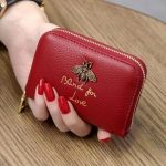 Wholesale Women Fashion Simple Bee Letter Decorative Multi-Card Zipper Wallet