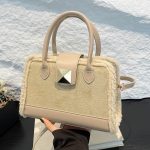 Wholesale Women Fashion Retro Splicing Plush Handbag