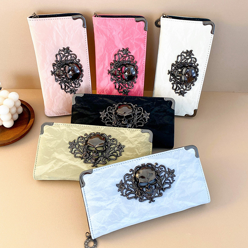 main_1-1136 Wholesale Gothic Halloween Skull Retro Personalized Wallet - Image 1