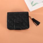 Wholesale Women Fashion Casual Chic Solid Color Quilted PU Zipper Two-Fold Wallets - Image 2