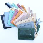 Wholesale Women Fashion Retro Solid Color Pu Tassel Card Keychain Wallet - Image 3