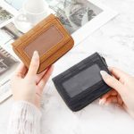 Wholesale Fashion Solid Color Chessboard Anti-Magnetic Zipper Card Bag Wallet - Image 2
