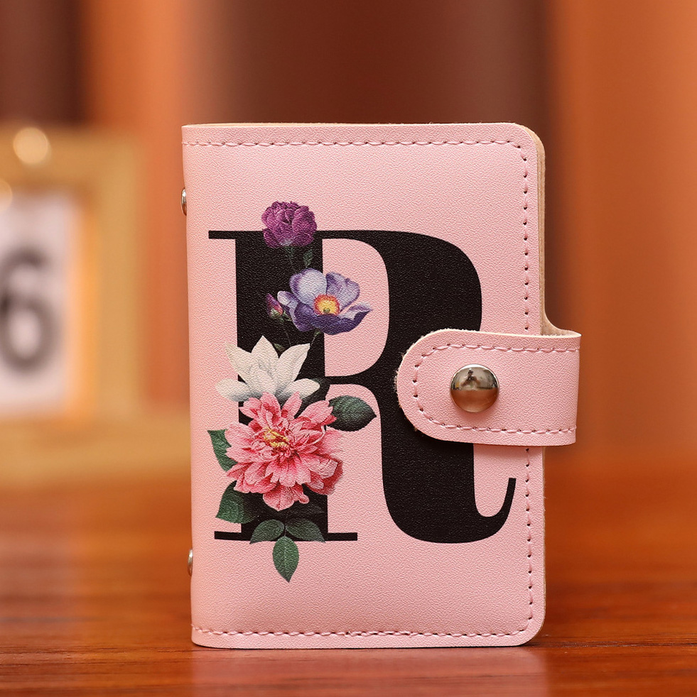 main_1-1189 Women Fashion Letter Floral Element Printed Small Card Bag Wallets - Image 1