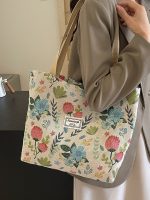 Wholesale Women Fashion Casual Large Capacity Floral Printed Canvas Tote Bag - Image 2