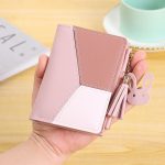 Wholesale Women Simple Three-Color Stitching Zipper Short Wallet