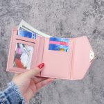 Wholesale Simple Solid Color Metal Heart-Shaped 3-Folding Wallet - Image 3
