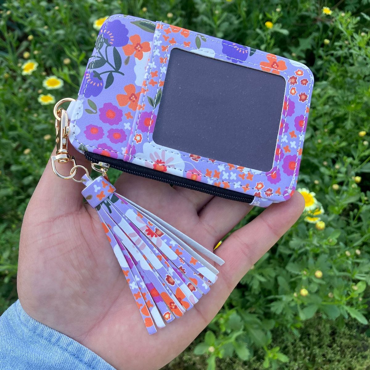 main_1-1222 Women Fashion Floral Printed Multi-Function Pu Leather Zipper Multi-Card Wallet - Image 1