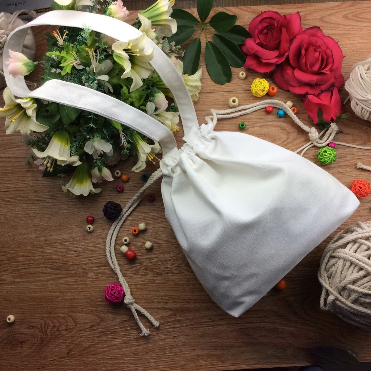 main_1-1228 Wholesale Fashion Simple Solid Color Canvas Drawstring Crossbody Bag - Image 1