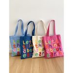 Wholesale Women Simple Letter Embroidered Large Capacity Canvas Shopping Tote Bag - Image 2