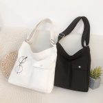 Wholesale Women Simple Casual Canvas Student Tote Shopping Bag