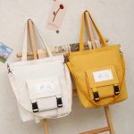 Wholesale Student Campus Large-Capacity Square Canvas Shoulder Tote Bag Letter Shopping Bag - Image 2