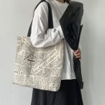 Wholesale Women Fashion Creative Newspaper Printed Large Capacity Canvas Tote Bag