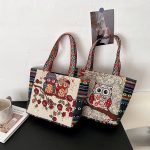 Wholesale Women Fashion Ethnic Embroidered Canvas Tote Bag - Image 2