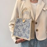 Wholesale Simple Floral Print Canvas Tote Bag