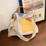 Wholesale Women Fashion Design Paneled Canvas Tote Bag - Image 2