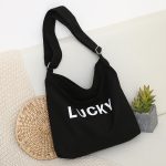 Wholesale Women Casual Lucky Letter Canvas Shoulder Bag - Image 3