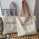 Wholesale Simple Embroidered Letters Large Capacity Canvas Bag