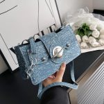 Wholesale Women Fashion Casual Denim Stitching Canvas Shoulder Bag