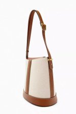 Wholesale Women Fashion Large Capacity Canvas Colorblock Shoulder Bucket Bag - Image 2