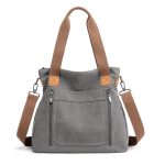 Wholesale Women Casual Hand-Held zipper Large Capacity Canvas Bag - Image 2