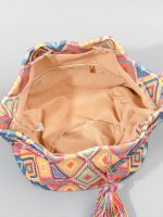 Wholesale Women Fashion Casual Boho Multicolour Bucket Canvas Crossbody Bag - Image 4