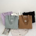 Wholesale Women Fashionable Simple Solid Color Large Capacity Canvas Tote Bag - Image 2