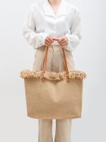 Wholesale Simple Solid Color Large Capacity Tassel Canvas Tote Bag - Image 3