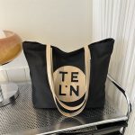 Wholesale Women Simple Casual Letter Large Capacity Square Canvas Tote Bag