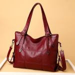 Women Fashion Casual Solid Color Pu Soft Leather Large Capacity Water-Repellent Tote Bag - Image 3