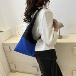 Wholesale Women Fashion Canvas Patchwork Color Block Shoulder Bag - Image 2