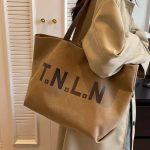 Wholesale Simple Large-Capacity Letter-Print Canvas Tote Bag