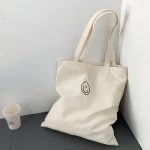 Wholesale Women Fashion Smiley Print Large Capacity Canvas Tote Bag - Image 2