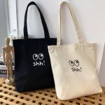 Wholesale Women Fashionable Funny Expression Print Large Capacity Canvas Tote Bag