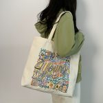 Wholesale Women Simple Fashion Embroidered Large Capacity Canvas Tote Bag - Image 2