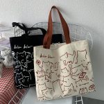 Wholesale Women Cartoon Animal Print Large Capacity Canvas Tote Bag
