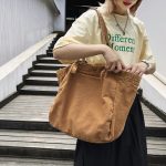 Wholesale Women Fashion Retro Solid Color Large Capacity Canvas Tote Bag