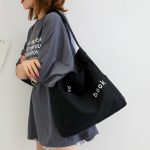 Wholesale Women Casual Design Solid Color Canvas Shoulder Handle Tote Bag - Image 2