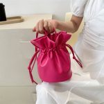 Women Fashion Casual Solid Color Drawstring Bucket Crossbody Bag - Image 3