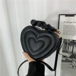 Wholesale Women Fashion Solid Color Heart-Shaped Zipper Mini Handle Crossbody Bag