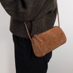 Wholesale Women Retro Autumn And Winter Suede Cylindrical Frosted Crossbody Bag - Image 4