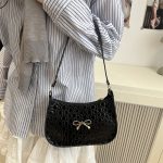 Women Fashion Solid Color Printed Bowknot Crossbody Bag - Image 2