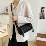 Women Fashion Solid Color Rhomboid Cylindrical Crossbody Bag - Image 2