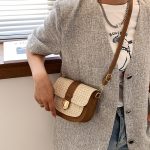 Wholesale Women Fashion Contrast Color Straw Woven Crossbody Bag - Image 2