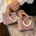 Wholesale Summer Shiny Sequin Pearl Strap Crossbody Mini Bag
