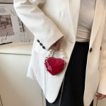 Wholesale Women Fashion Casual Solid Color Heart-Shaped Beads Chain Crossbody Bag - Image 2