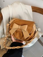 Wholesale Women Fashion Elegant Solid Color Pleated Bowknot Crossbody Bag - Image 2