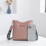 Women Casual Simple Solid Color Stone Pattern Bucket Crossbody Bag - Image 3